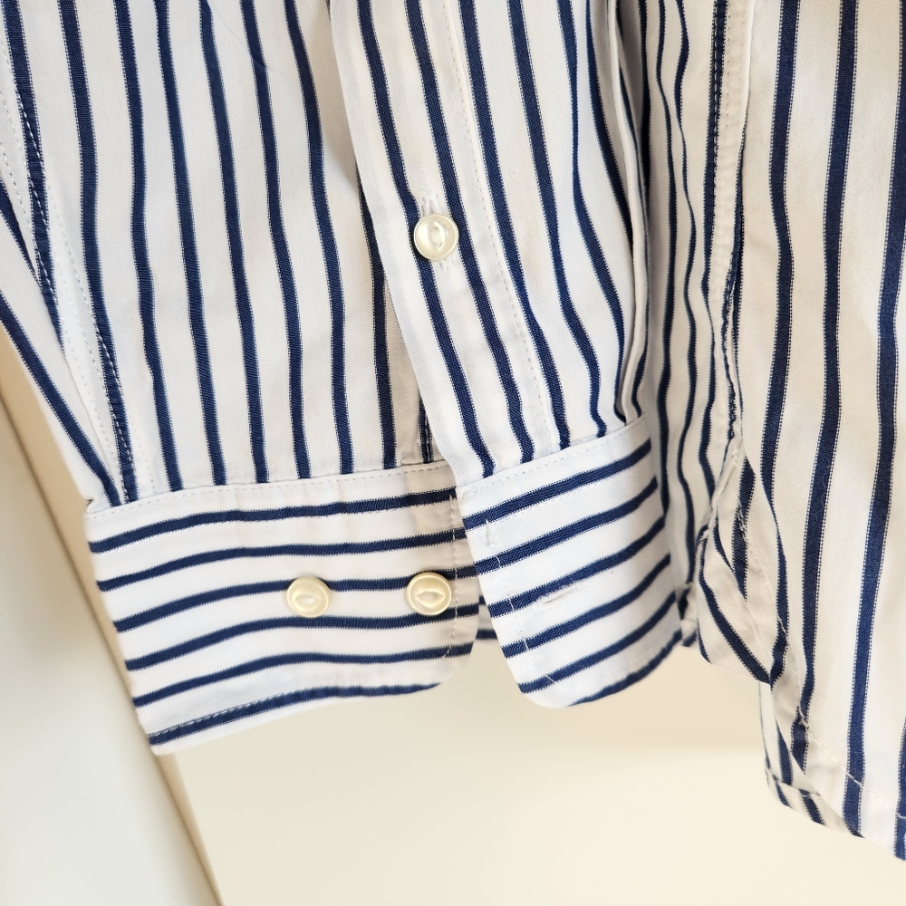 Lauren Ralph Lauren Blue White Striped Button Down Shirt Womens 3X Cotton - Picture 8 of 12